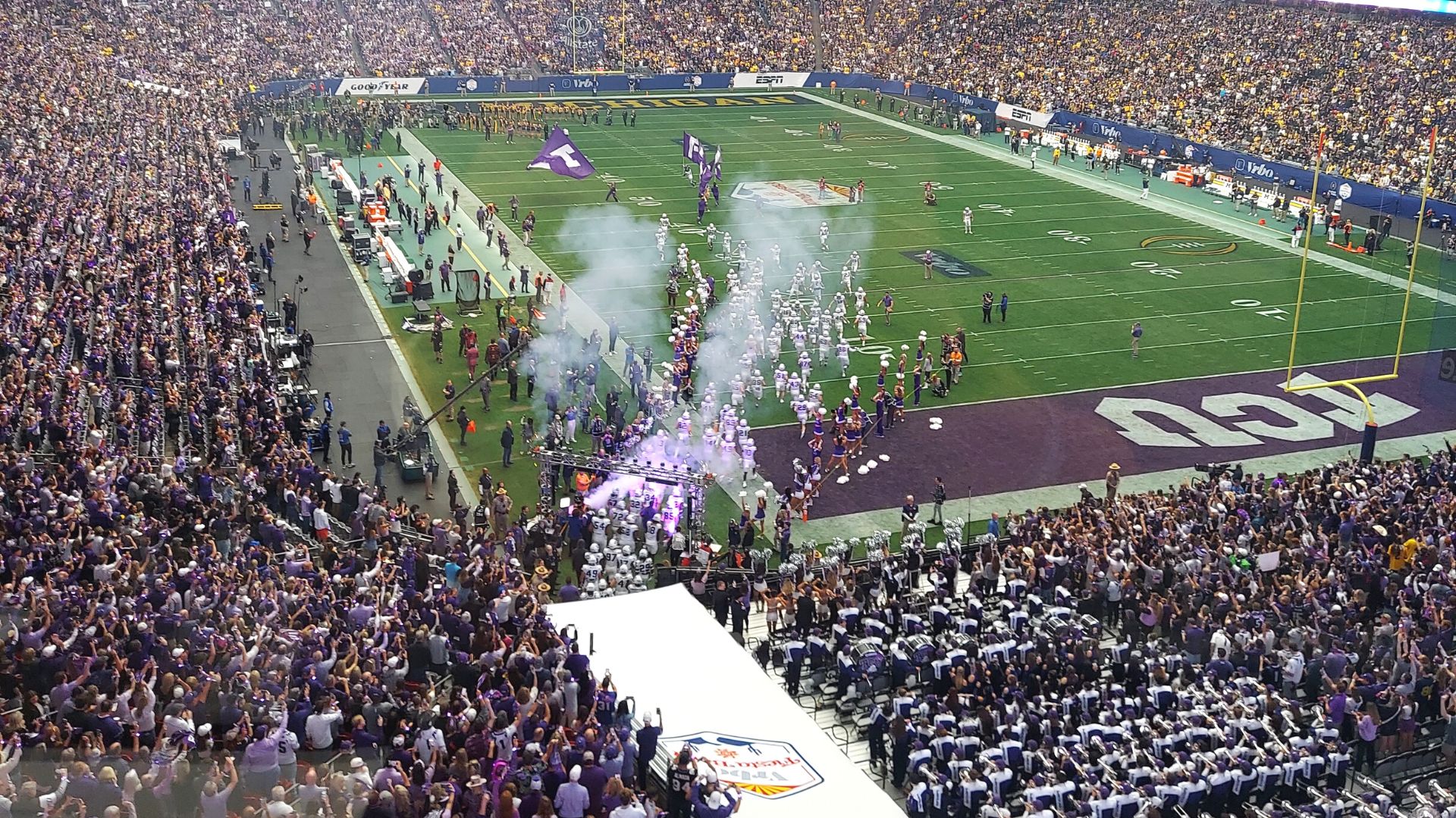 TCU endzone of the Fiesta Bowl at State Farm Stadium