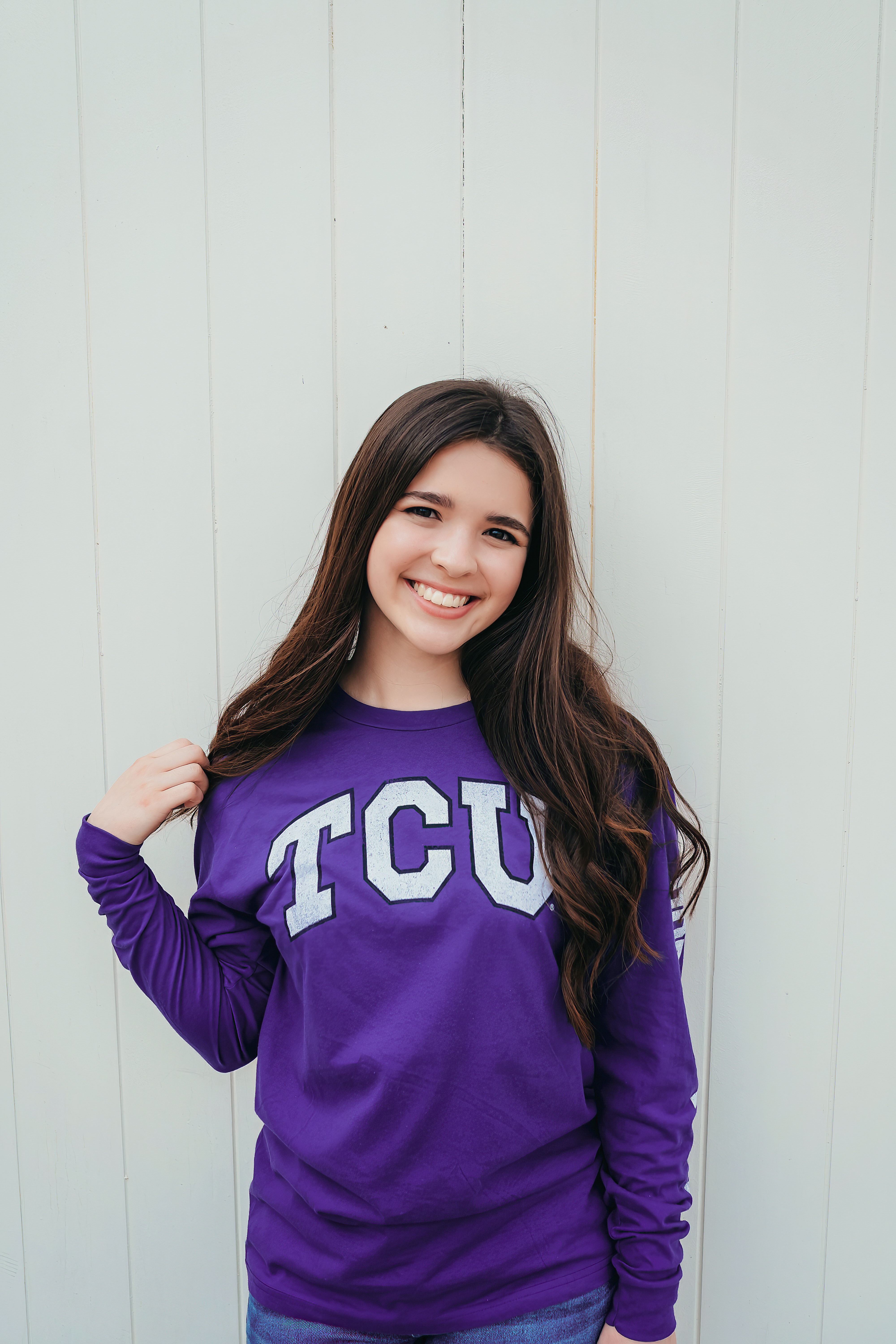 Grayson wearing a TCU sweatshirt