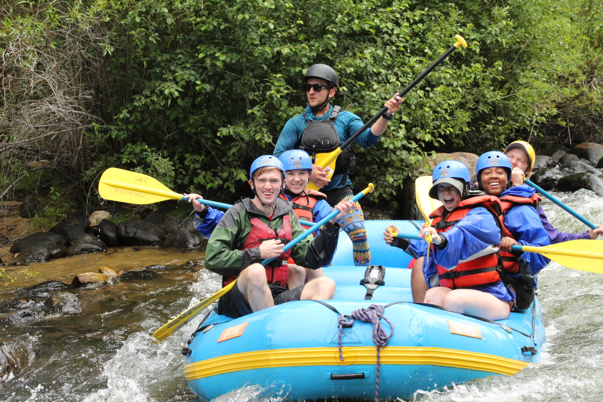 Trey (front row, left) rafting on the “Texts and Treks” Big Bend trip